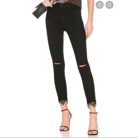 MOTHER Denim - MOTHER THE SWOONER DAGGER ANKLE FRAY JEANS BAA BAA BLACK SHEEP sz‎ 28